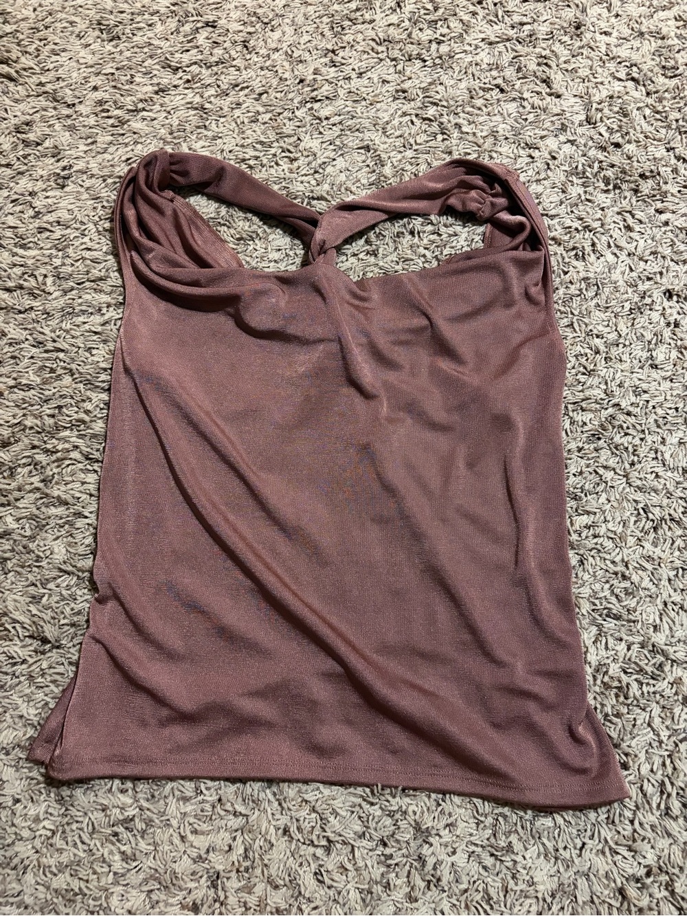 Express Twisted-Back Tank Top in Dusty Mauve